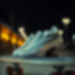 Stylish Adidas slip-on shoes displayed on a skateboard