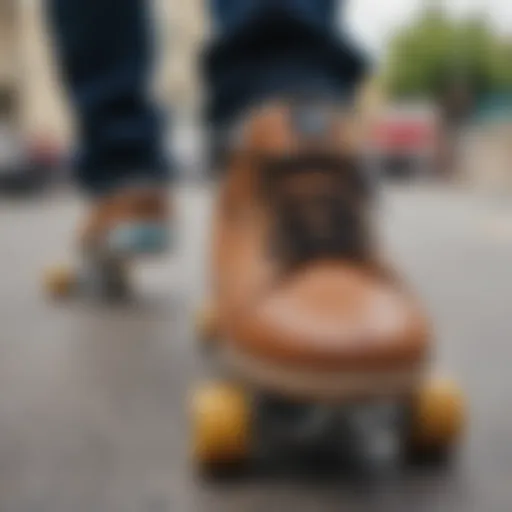 Close-up of a skateboard shoe showcasing its durable sole.