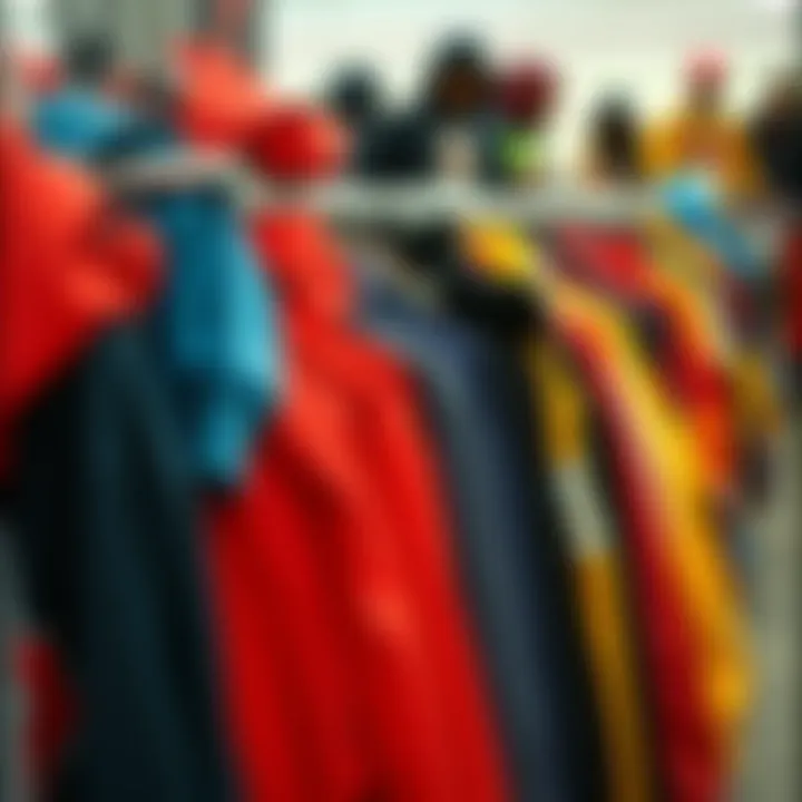 Thrift Store Hoodies Display A vibrant array of hoodies neatly arranged on a thrift store rack