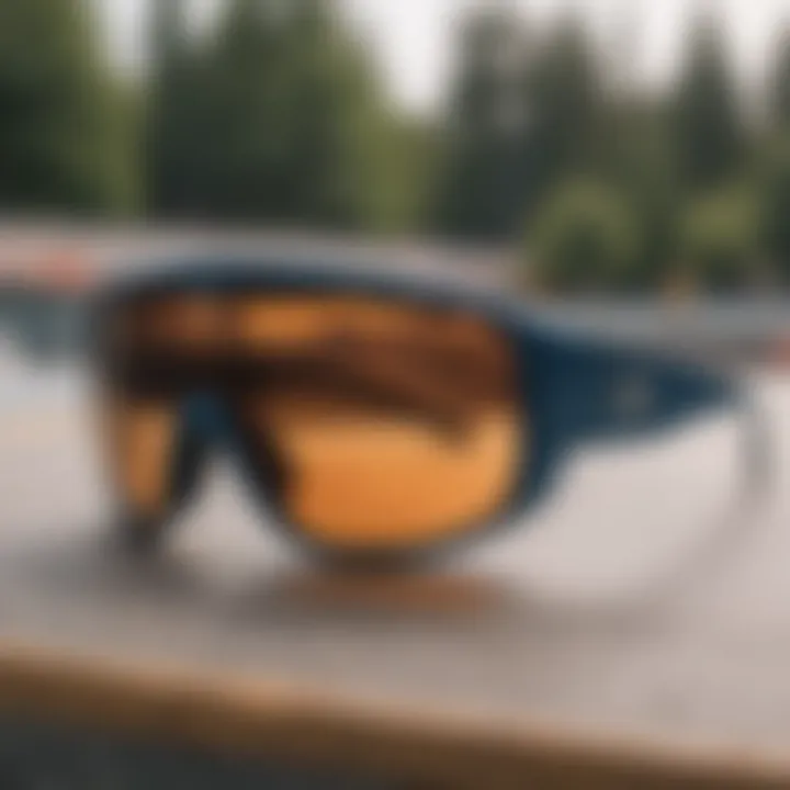 A detailed view of UV protection rating on a pair of Arctic sunglasses