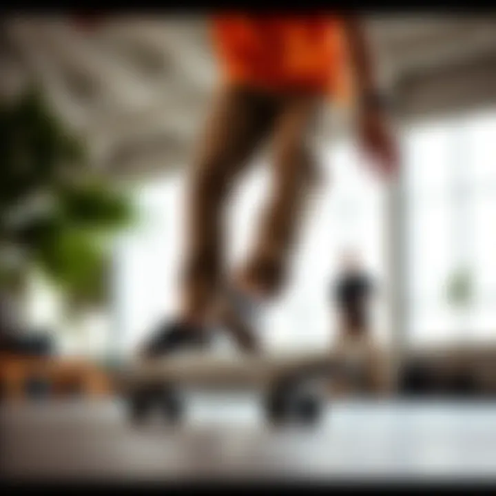 A beginner skateboarding on a new bundle setup