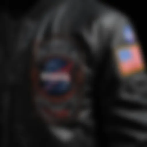 Close-up of the black NASA jacket showcasing its design and stitching details