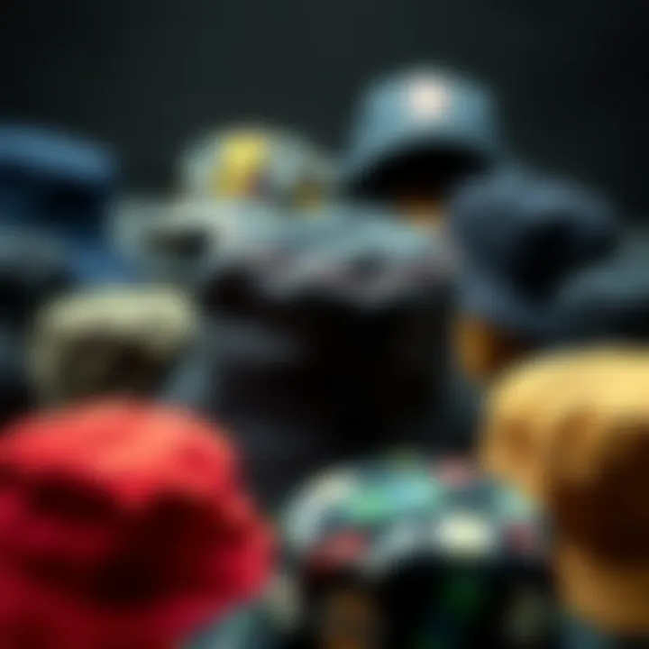 Various bucket cap styles arranged artistically