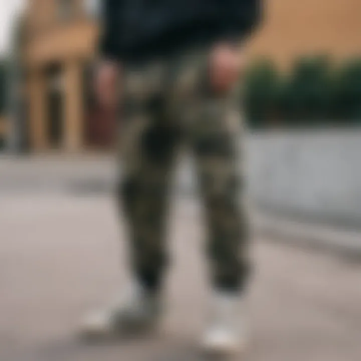 Camo sweatpants featured in a streetwear fashion setup