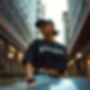 Champion Heritage Crop Top: Style in Motion Champion Heritage Crop Top in urban skate setting