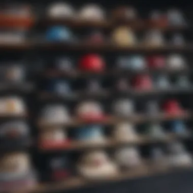 Diverse styles of streetwear hats showcased in urban setting