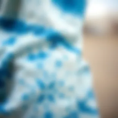 Close-up of the fabric texture of blue tie-dye sweat pants