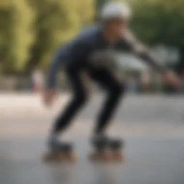 A beginner practicing basic quad skating techniques