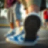 Stylish tee shorts paired with vibrant skate shoes