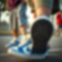 Stylish tee shorts paired with vibrant skate shoes