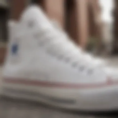 Close-up of the Converse Chuck Taylor All Star All White detailing