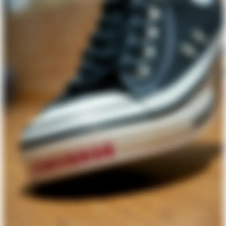 Close-up of Converse junior shoe design and materials