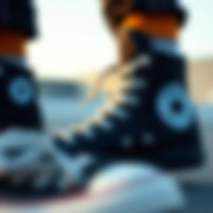 Close-up of material choices for Converse high tops