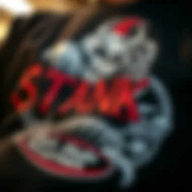 Close-up of intricate craftsmanship on a sketchy tank t-shirt