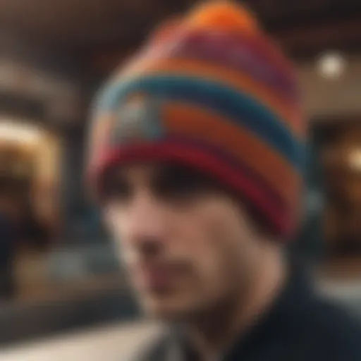 A close-up of a vibrant Creature beanie showcasing its unique design elements