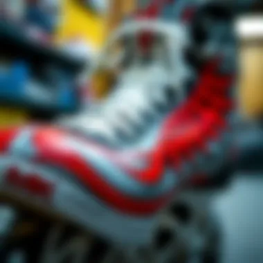 Intricate Design of Custom Hyperlite Skates Close-up view of custom Hyperlite skate design