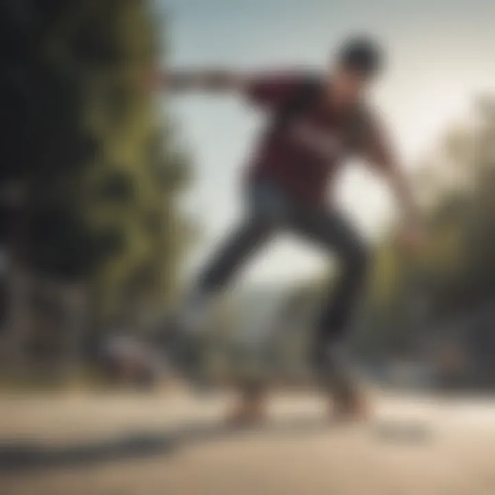 A skateboarder using a Dakine backpack outdoors, illustrating its practical application in a skater's lifestyle.