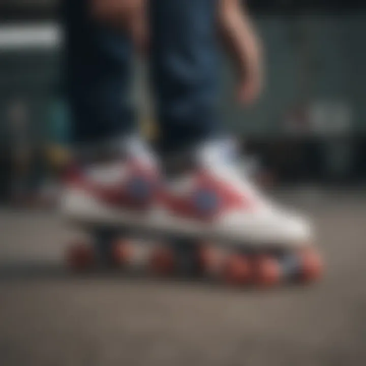 A group of diverse skateboarders showcasing their New Balance footwear