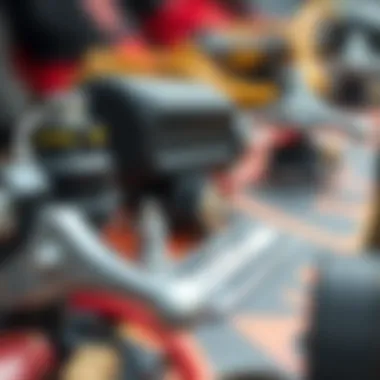 Close-up of motors and battery setup for electric skateboards