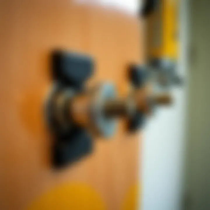 Close-up of mounting hardware and tools for skateboard installation