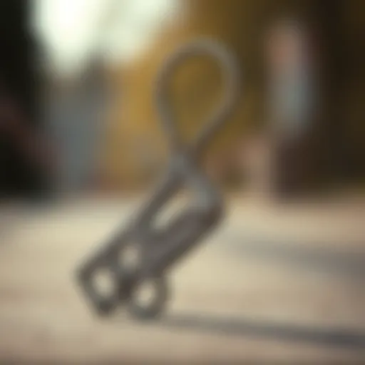 A sleek skate tool keychain design showcasing its compact features.