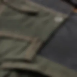 A close-up view of cargo shorts highlighting the pockets and stitching.