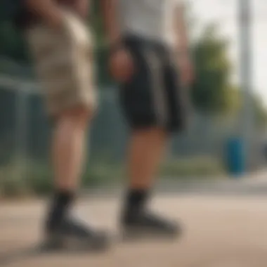 A side-by-side comparison of cargo shorts and traditional shorts.