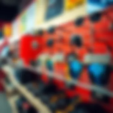 Various sunglasses showcased in a discount outlet