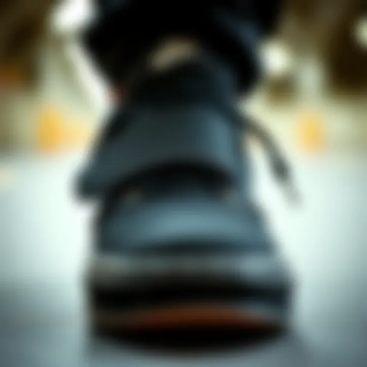 Innovative Velcro Fastening System Close-up of all black velcro shoe showcasing the unique fastening system