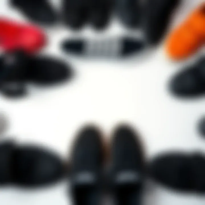 Diverse Brands of All Black Velcro Shoes Flat lay of various brands of all black velcro shoes arranged aesthetically