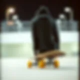 Black sleeveless hoodie displayed on a skateboard