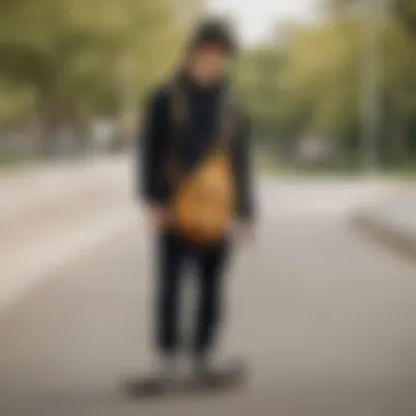 Lifestyle image of a skateboarder using the Carhartt Mono Sling Bag