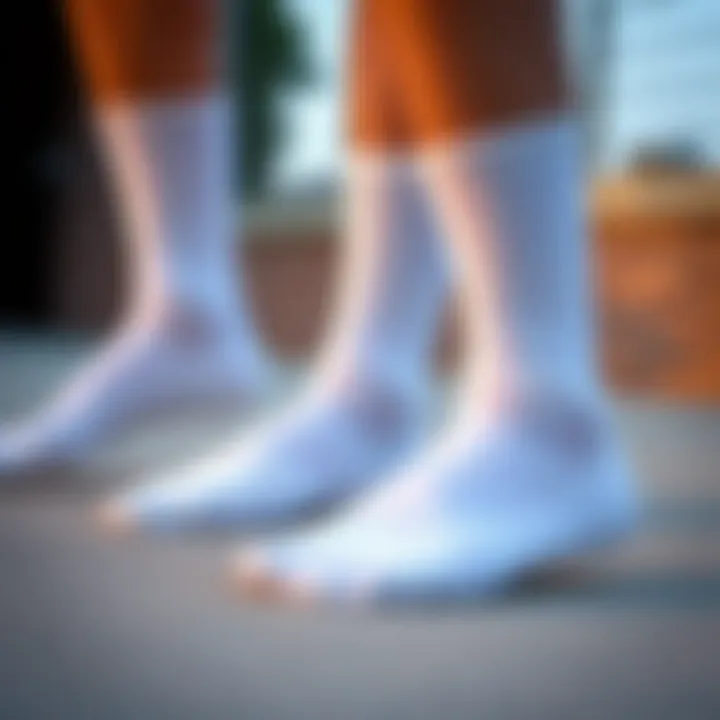 An array of different materials used in white socks for optimal comfort.