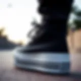 Detailed view of the Converse Chuck Taylor platform high top in black showcasing its unique design elements