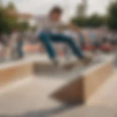 A vibrant skate park scene showcasing skateboarding culture