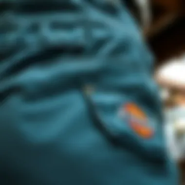 Close-up of Dickies overalls detailing