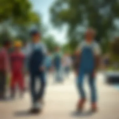 Group of skaters enjoying a day at the park