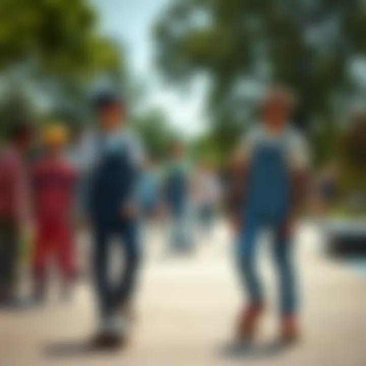 Group of skaters enjoying a day at the park