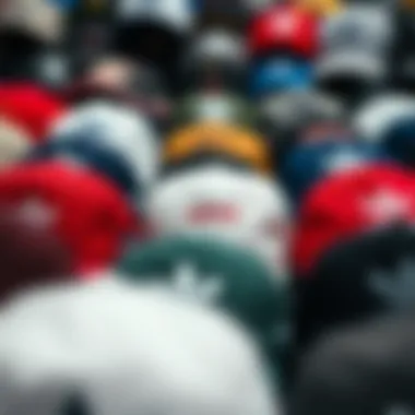 An array of Adidas caps in various styles and colors, perfect for fashion enthusiasts.