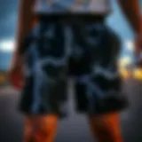 Dynamic lightning graphic design on shorts