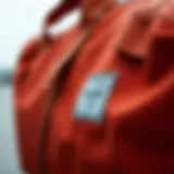 A close-up view of the Herschel gym bag showcasing its robust material