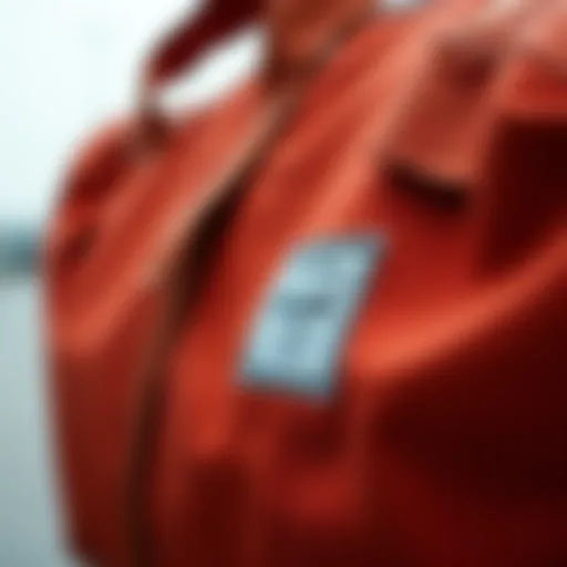 A close-up view of the Herschel gym bag showcasing its robust material