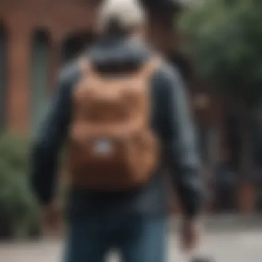 Skateboarder using the Herschel bag during a session