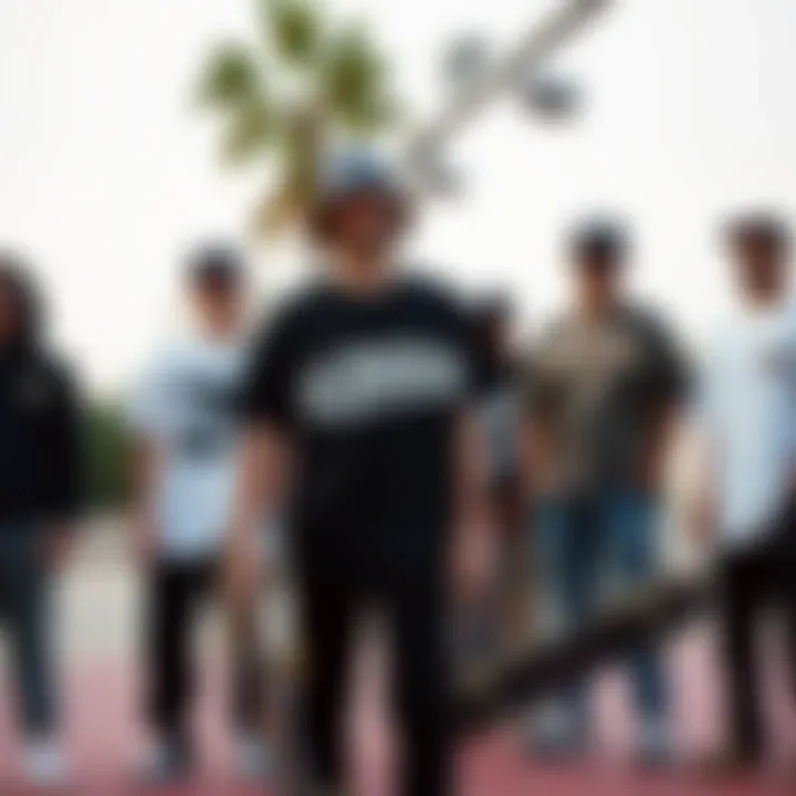 Group of skaters showcasing their individual styles through homies shirts