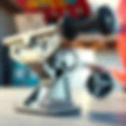 Close-up view of Indy skate truck showcasing intricate design and engineering