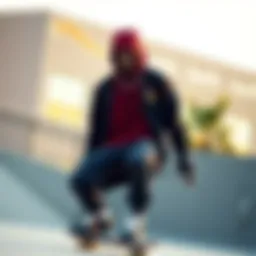 Skateboarder showcasing Lit Clothing