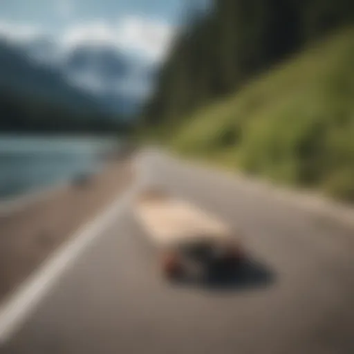 A scenic view of a longboarding path surrounded by Canadian mountains.