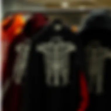 A collection of LRG hoodies displayed on hangers showcasing color variations