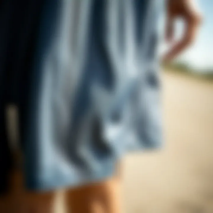Close-up of breathable fabric used in mesh shorts for maximum comfort.