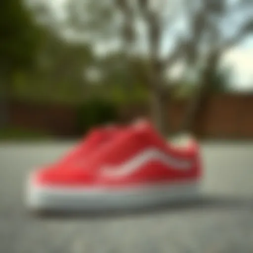 Iconic red Old Skool Vans showcasing their classic design